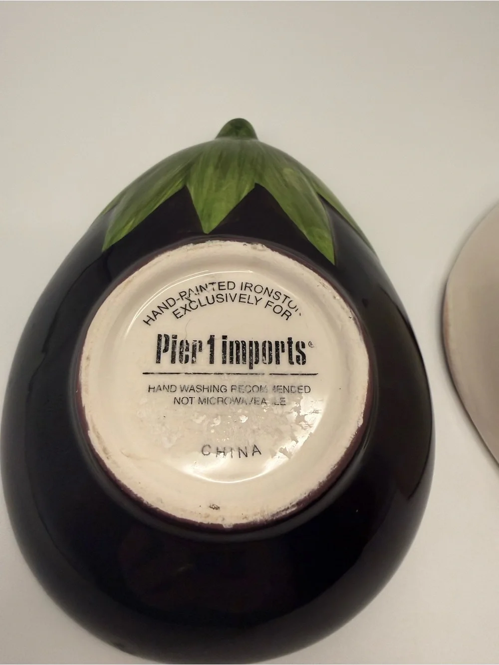 Pier 1 Hand Painted Ironstone Eggplant Onion Dipping Dishes Set of 2